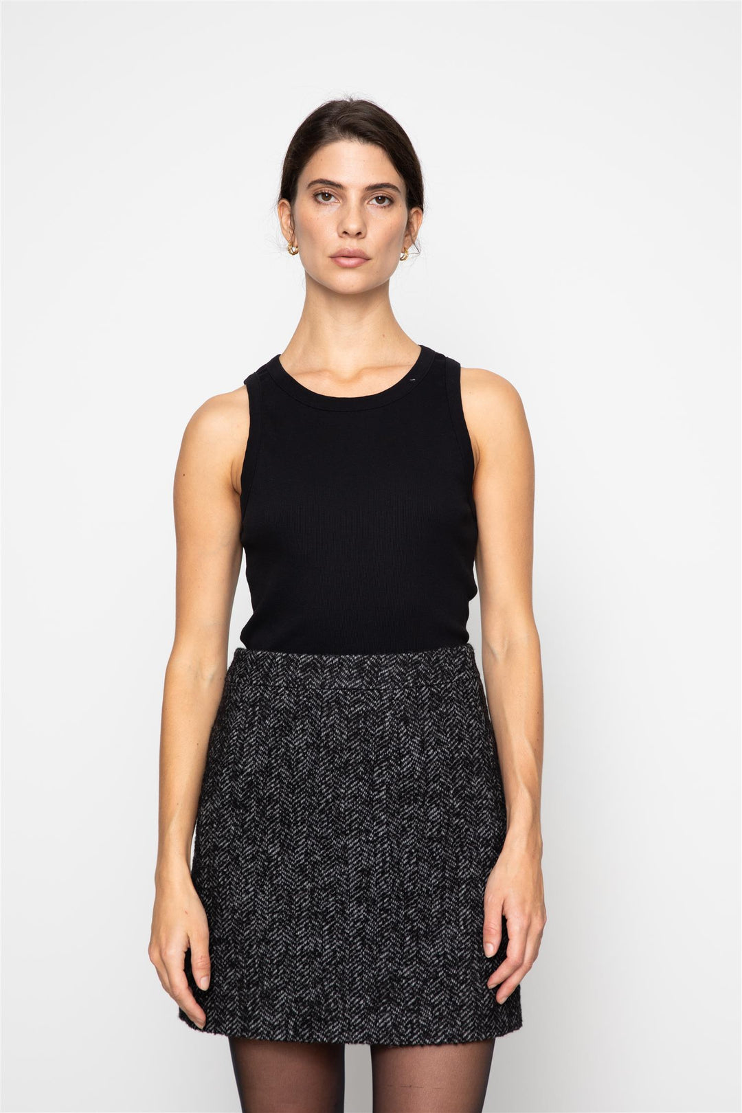 Alexandra Skirt  Black Herringbone