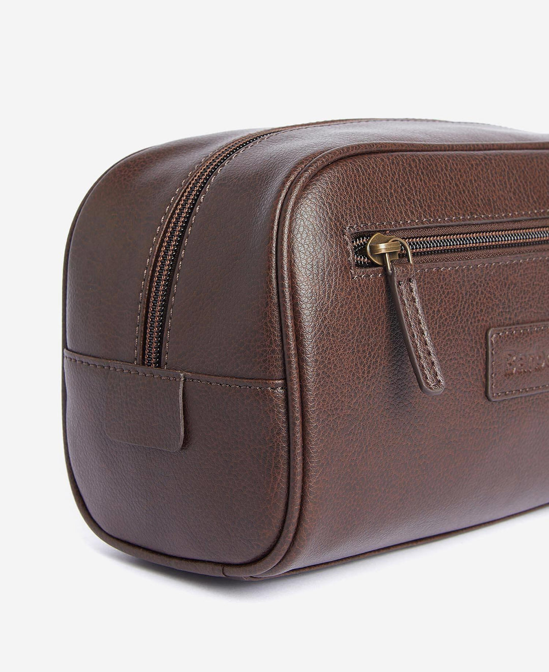 Barbour Leather Washbag Dark Brown