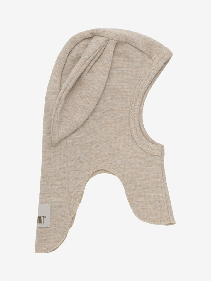 Balaclava Ears Wool Rib  Camel Melange