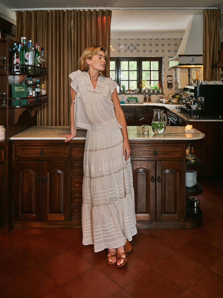 Jayla S Voile Top  Ivory