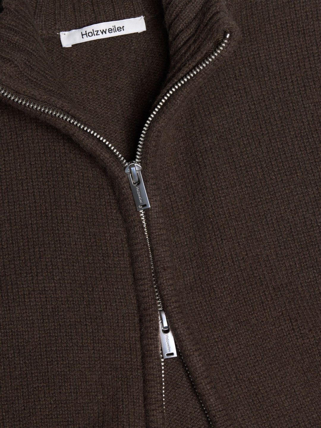 M. Wool Zip Cardigan  Dk. Brown