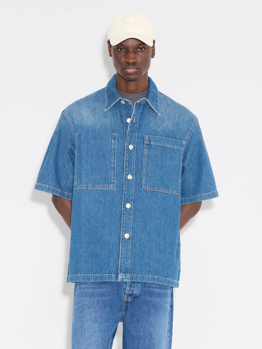 Relaxed Denim Short Sleeve  Blue