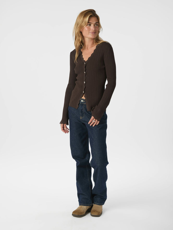Clara Stitch Knit Blouse  Dark Brown