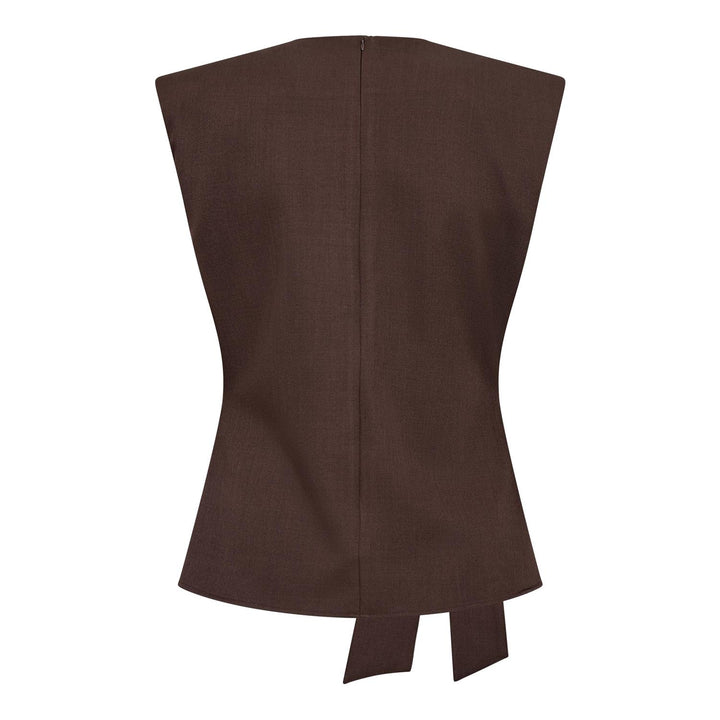 LunaCC Pleat Top  Dark Brown Melange