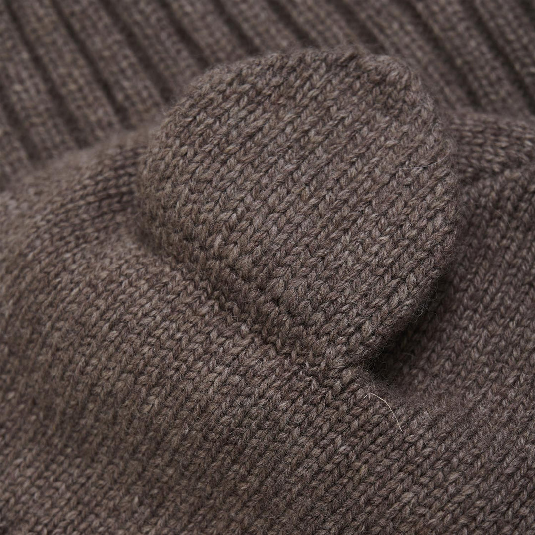 Balaclava Ears Wool Knit  Brown Melange
