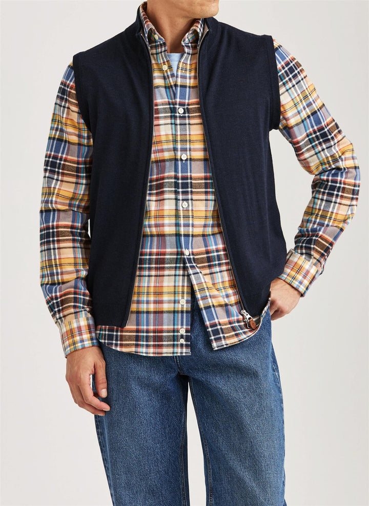 Merino Zip Vest  Navy