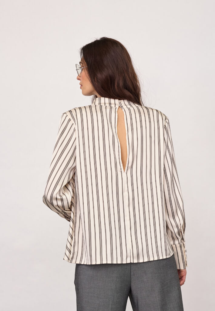 HellyCC Button Stripe Blouse  Offwhite