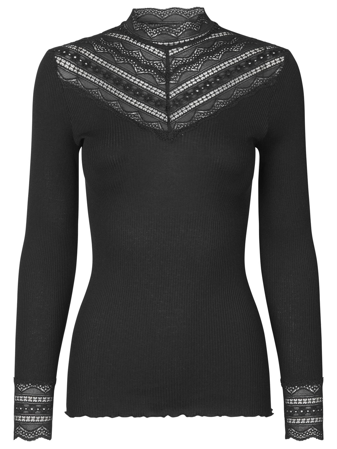 RWBenita LS Regular Lace T-neck T-shirt  Black