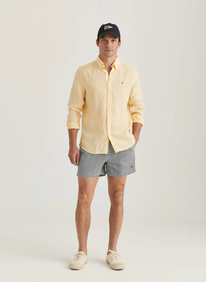Douglas Linen Shirt-Classic Fit  Yellow