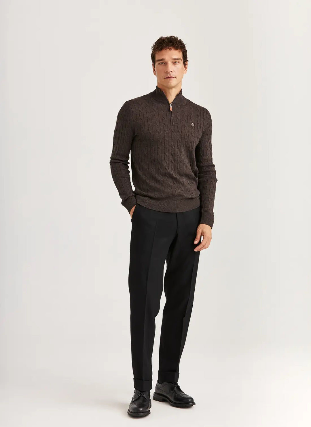 Merino Cable John Zip  Brown