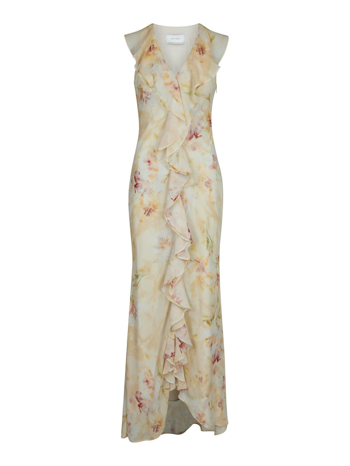 Zella Chiffon Print Dress  Dusty Yellow