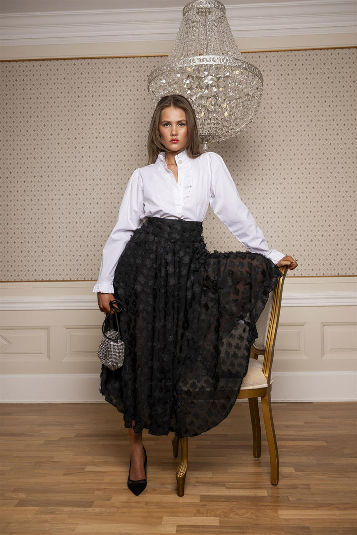 Astrid Skirt Black Applique  Black Applique