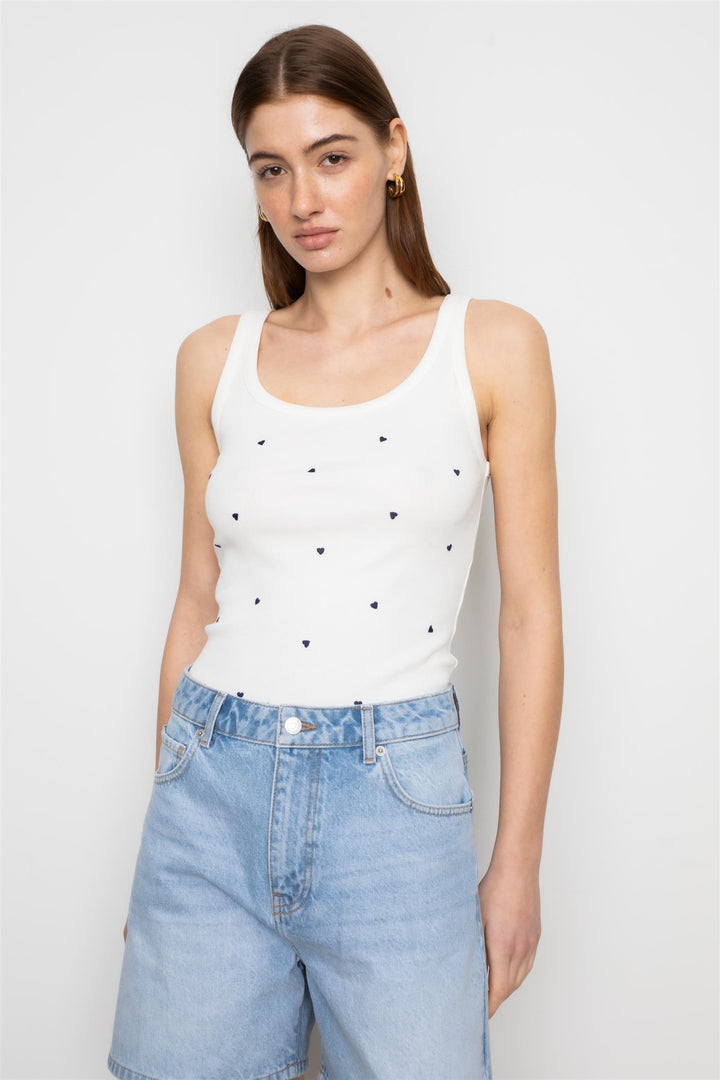 Pam Rib Singlet  Navy