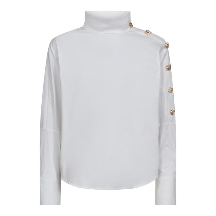 SannaCC Asym Button Blouse  White