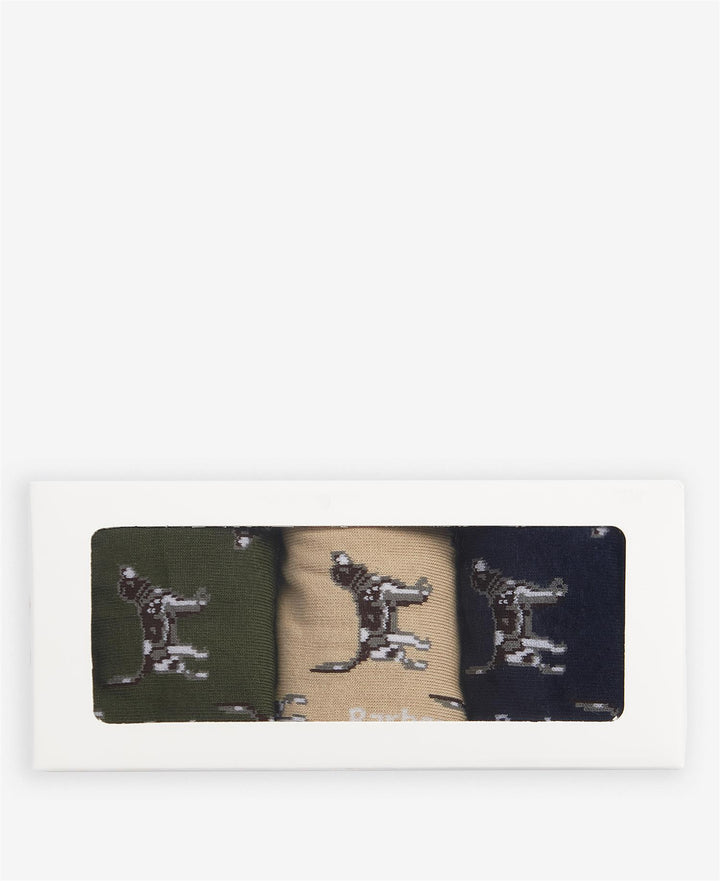 Barbour Pointer Dog Socks Gift Box  Forest Mist