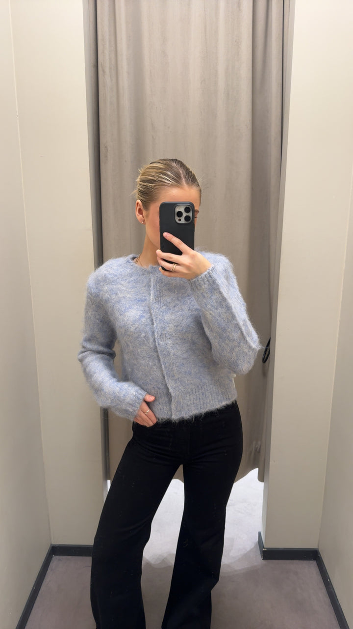 Hairy Knit Jacket  Sky Blue