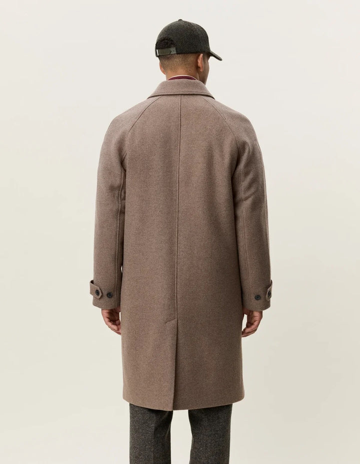 Solid Wool Coat  Dark Sand Melange