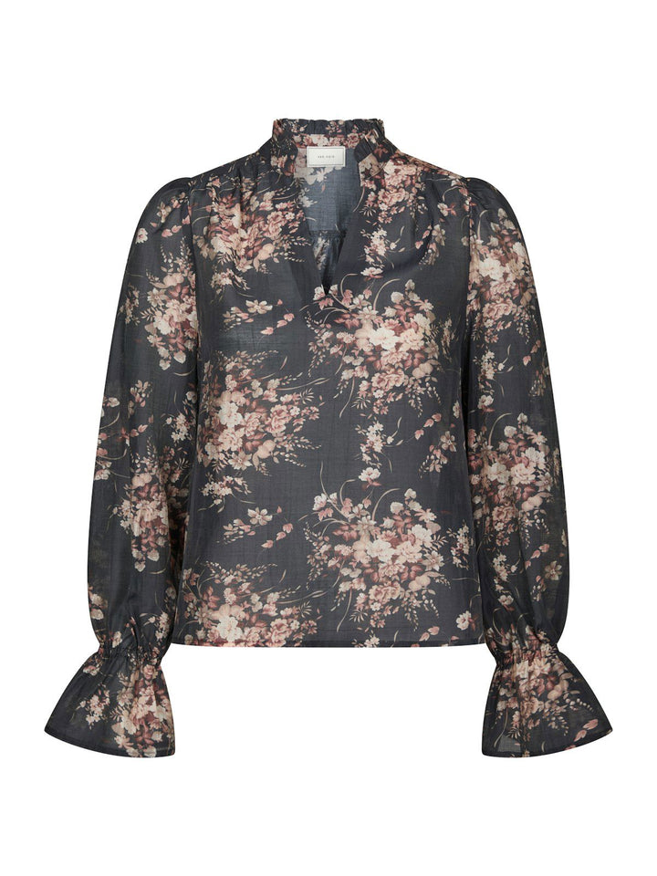 Amara Garden Flower Blouse  Dark Navy