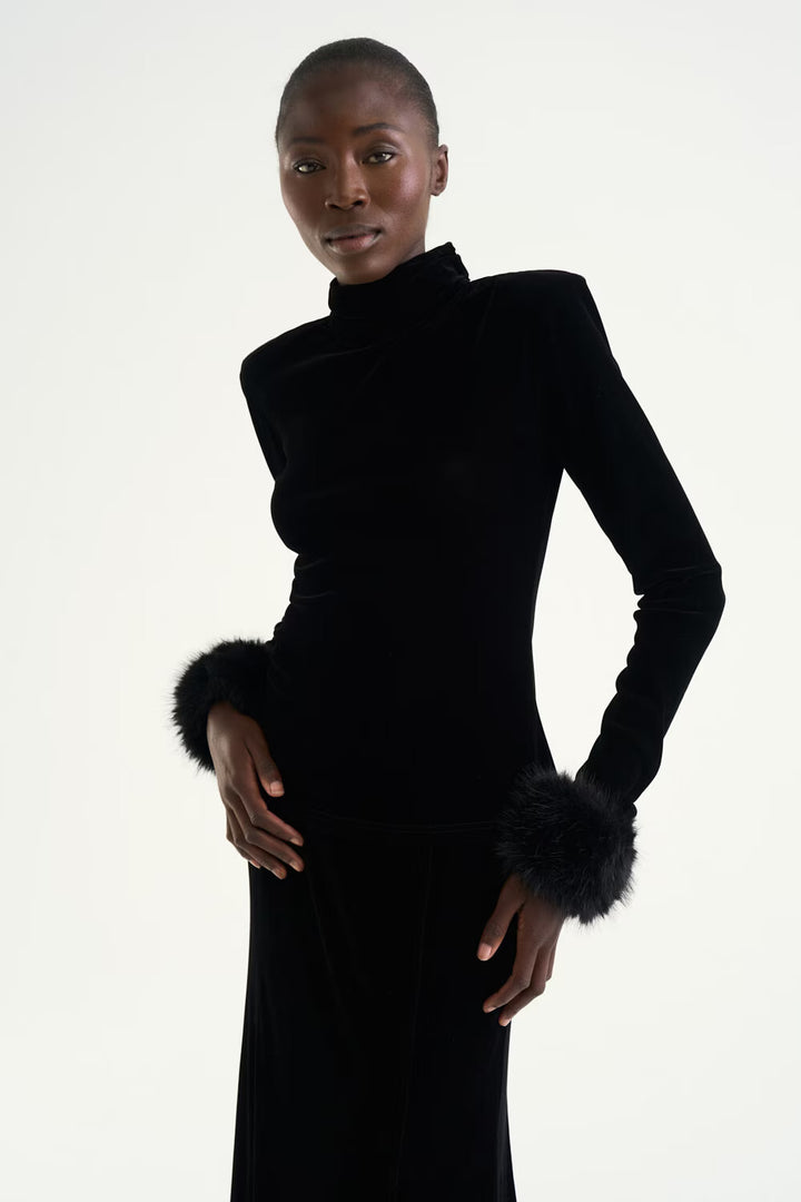 Diana Faux Fur Wrist Cuffs  Black