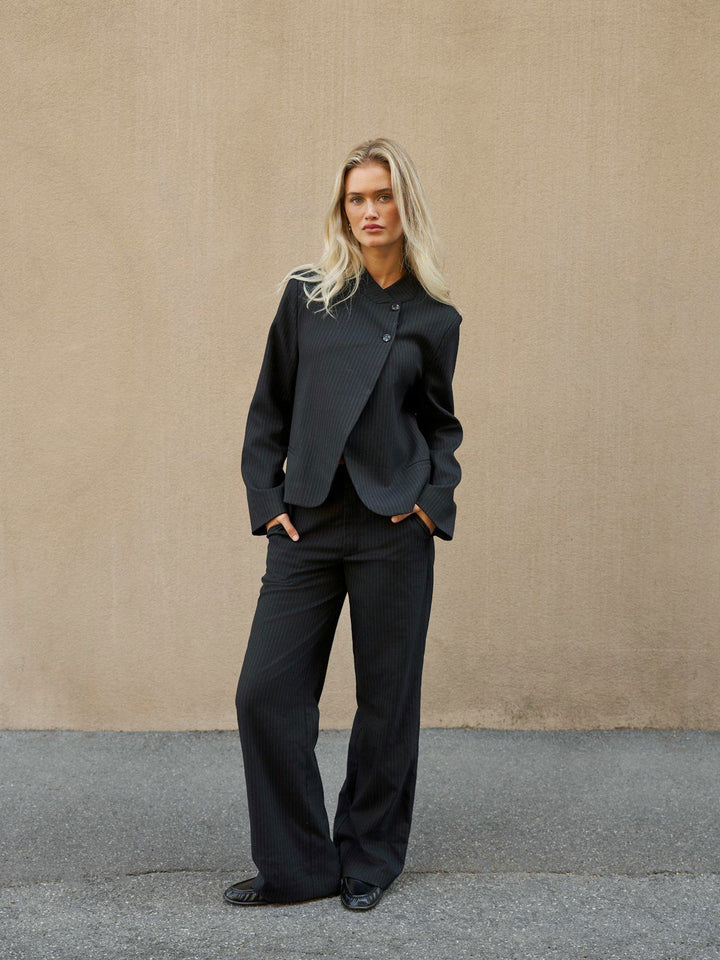Nathalie Slim Pinstripe Pants  Dark Navy