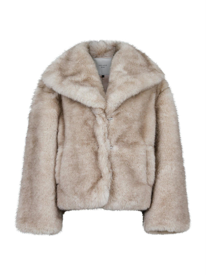 Stephanie Faux Fur Jacket  Beige