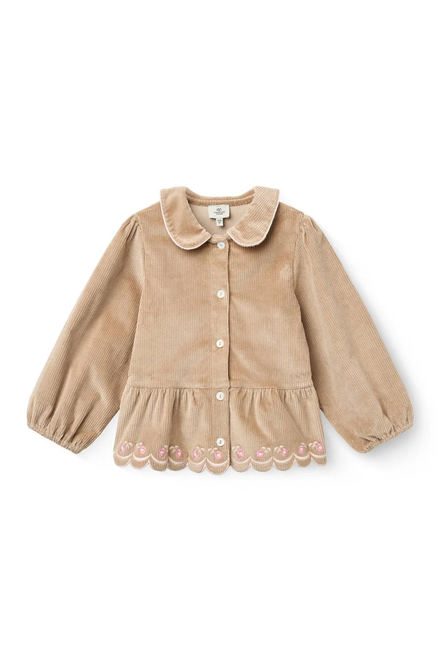 CORDUROY BLOUSE W. EMB.  Beige