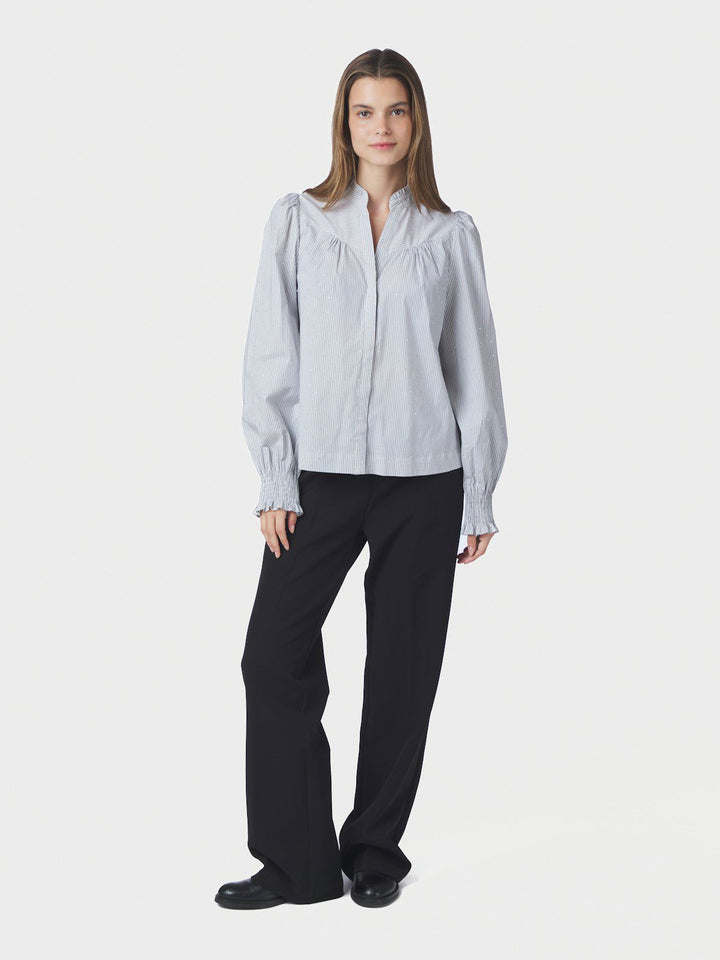 Astrida Stripe Stone Blouse  White