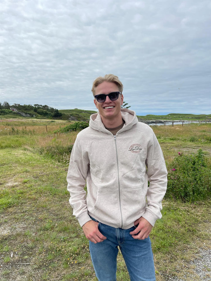 Glen Zipper Hoodie  Light Sand Melange