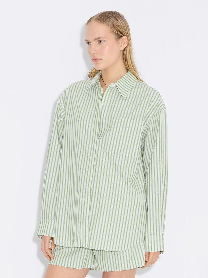 Loose Stripe Shirt  Green Stripe