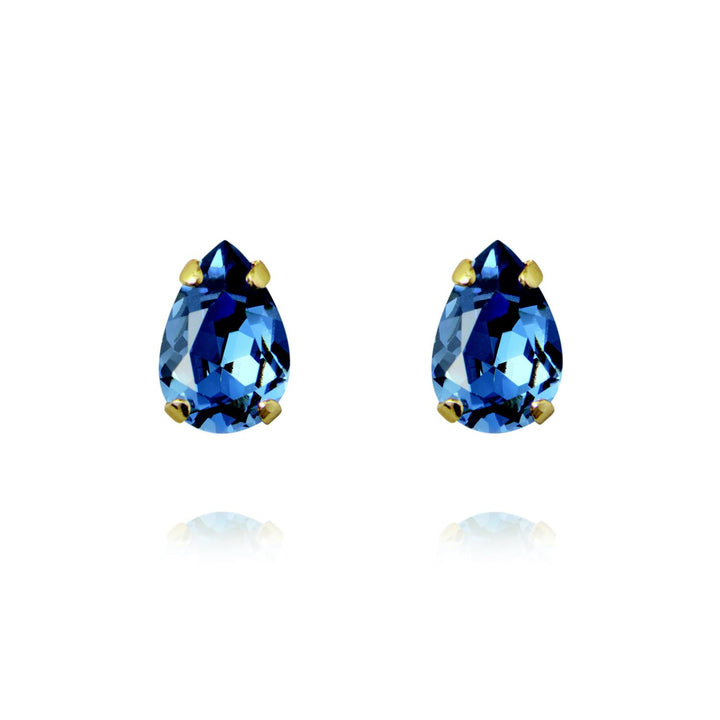 PETITE DROP STUD EARRINGS GOLD  Denim Blue