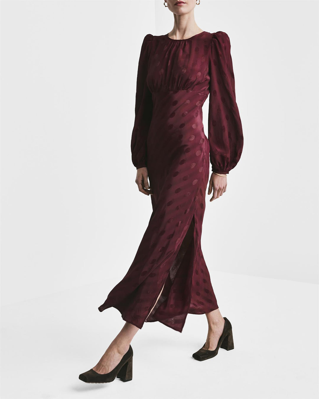VISCOSE MIDI DRESS  Burgundy