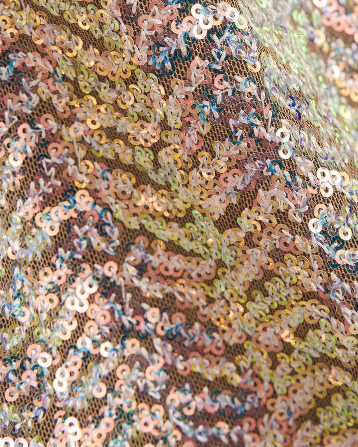 Sunset Sequin Top  Iridescent Beige