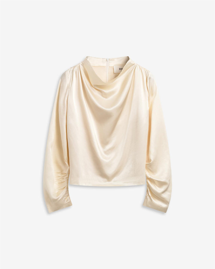 IBEN BEVERLY SATIN TOP  Pearl White