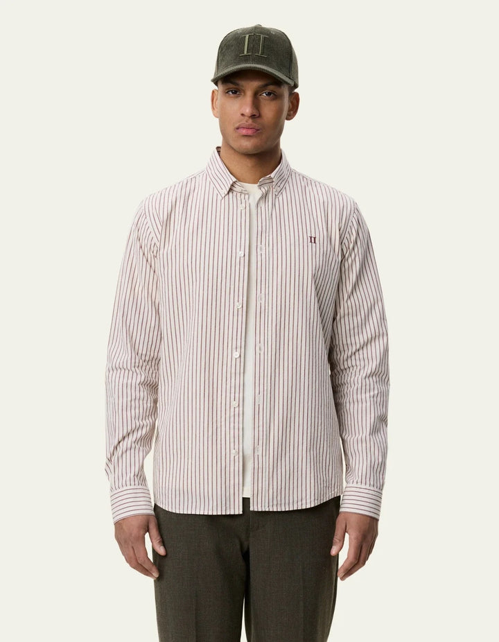 Light Oxford Striped Shirt  Chocolate Truffle Red