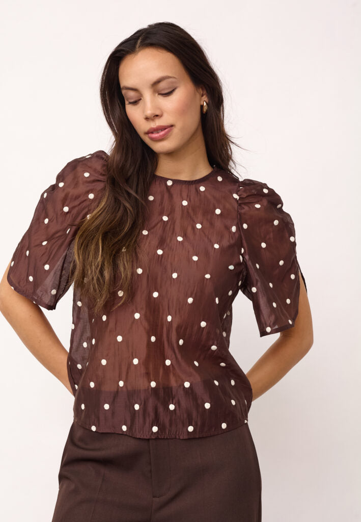 DitaCC Dot SS Blouse  Dark Brown