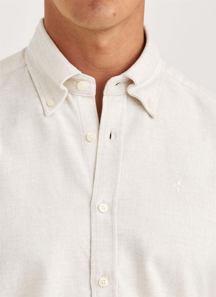 Twill Flannel Shirt-Slim Fit  Off White