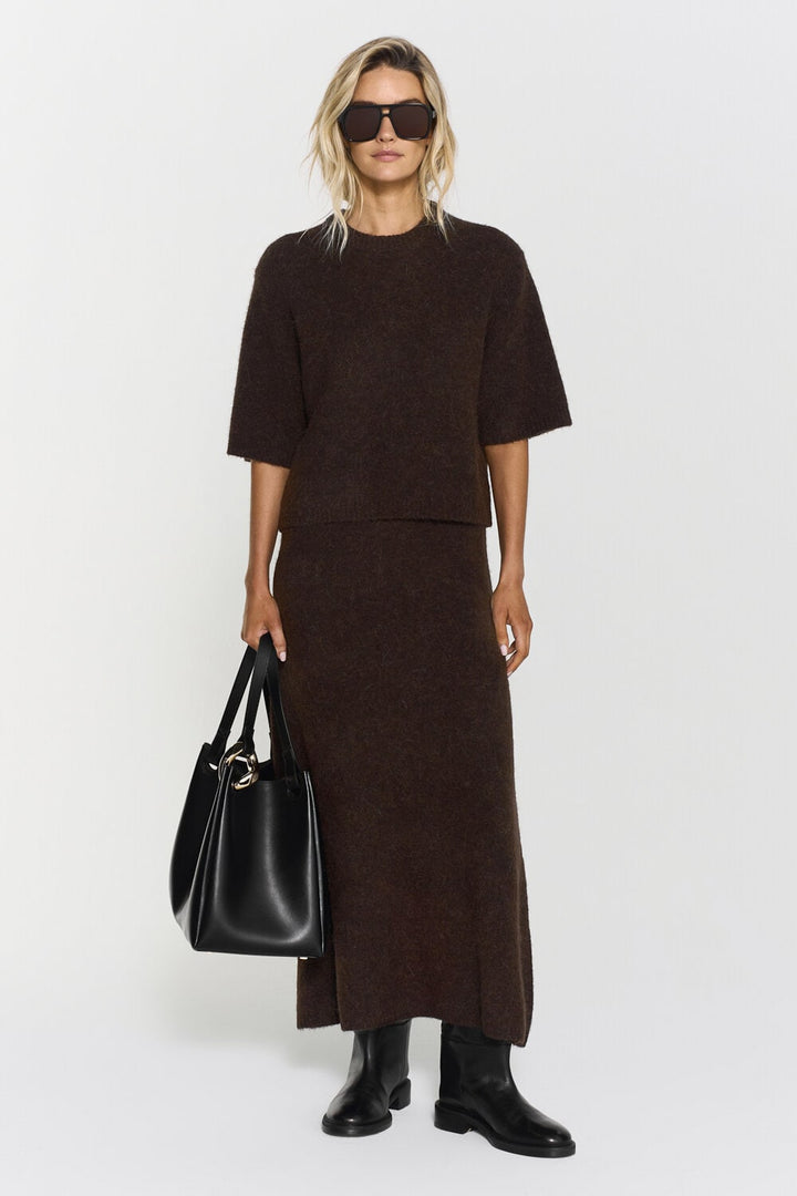 Madina Short Sleeve Knit  Mocha Brown