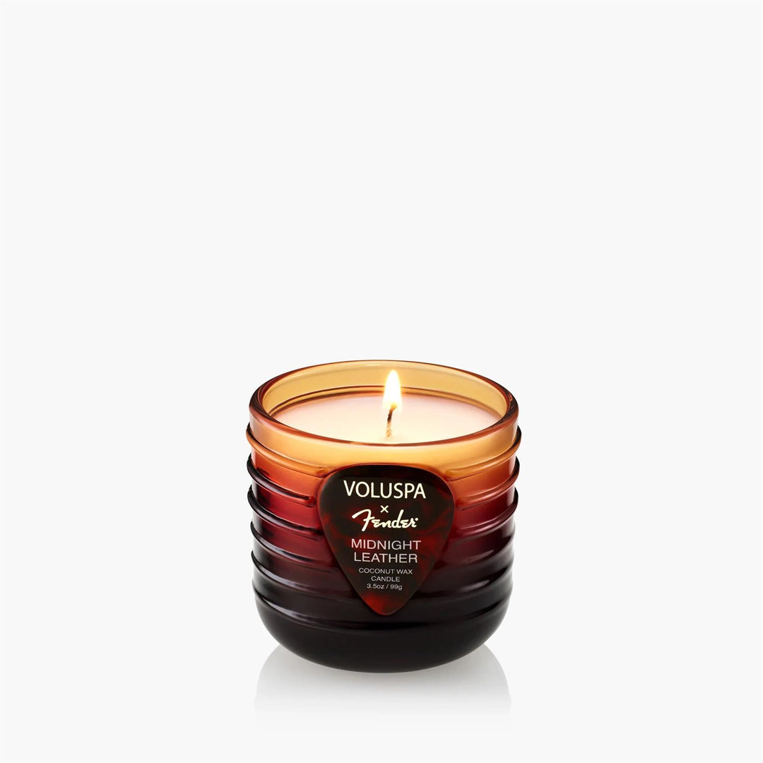 MIDNIGHT LEATHER PEDESTAL CANDLE  Midninght Leather