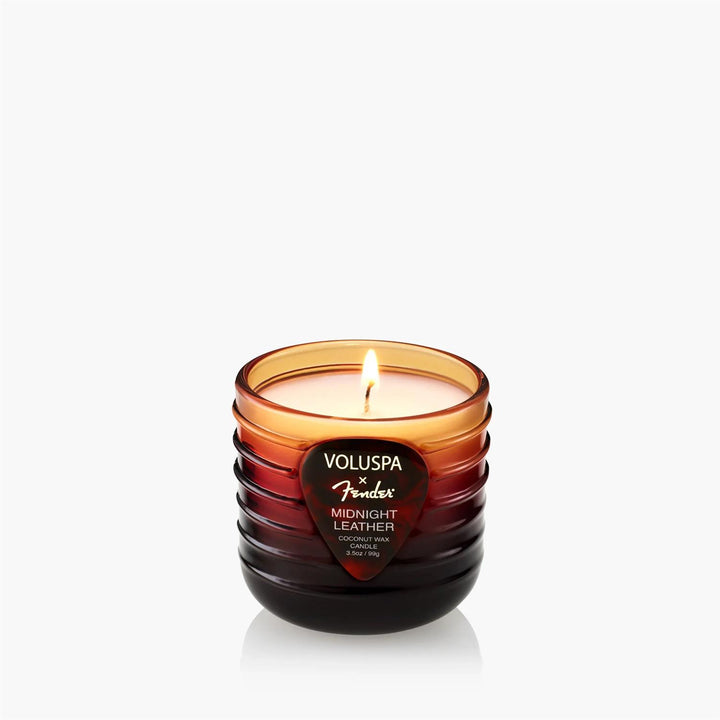 MIDNIGHT LEATHER PEDESTAL CANDLE  Midninght Leather