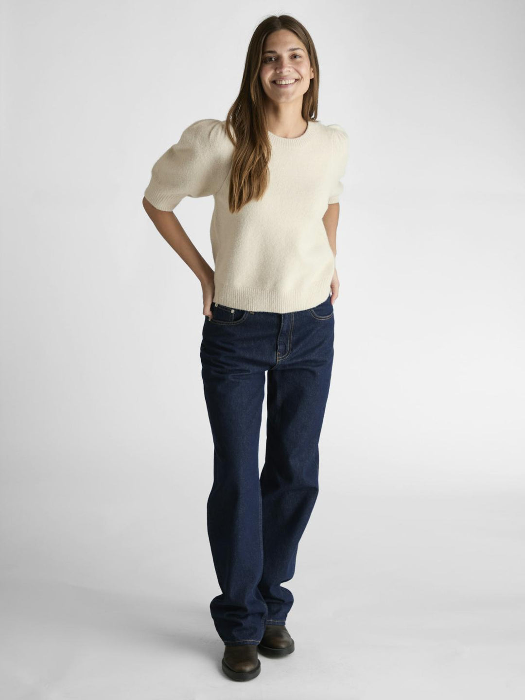 Martha Bow Knit Tee  Ivory