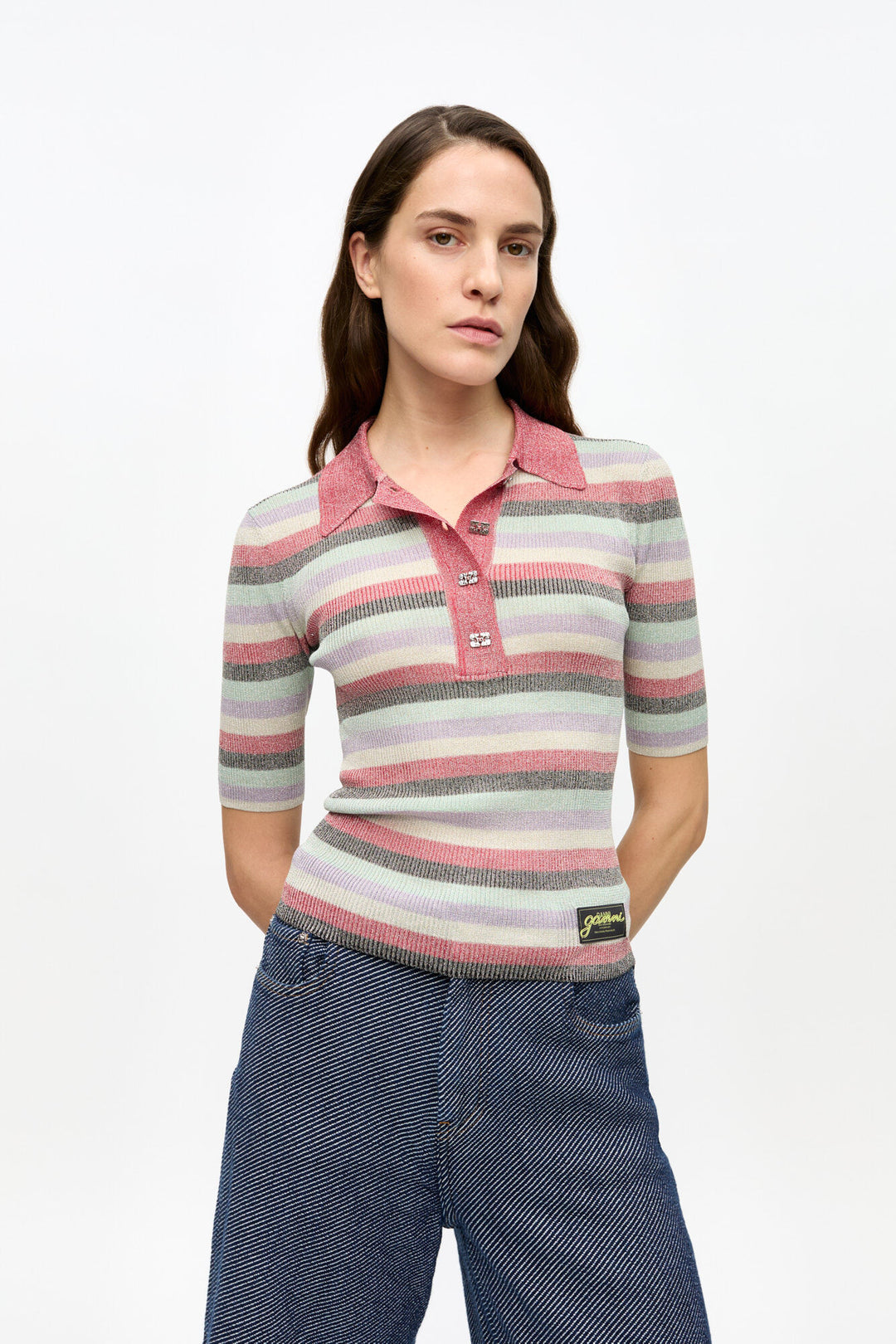 Light Sparkle Rib Polo  Multicolour