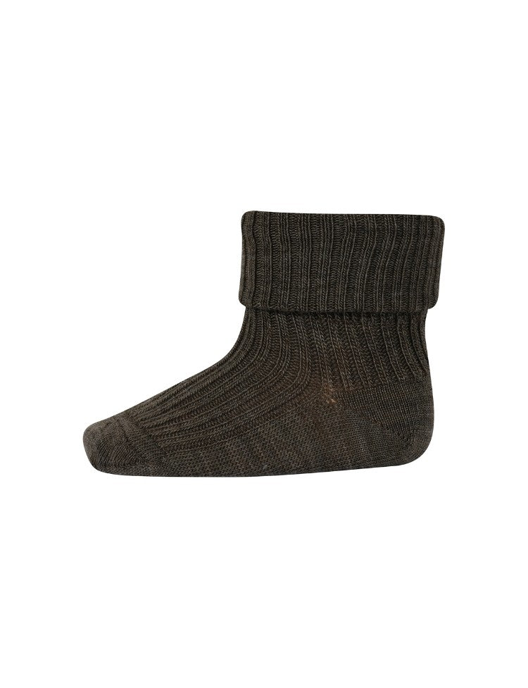 WOOL RIB BABY SOCKS  Brown Melange