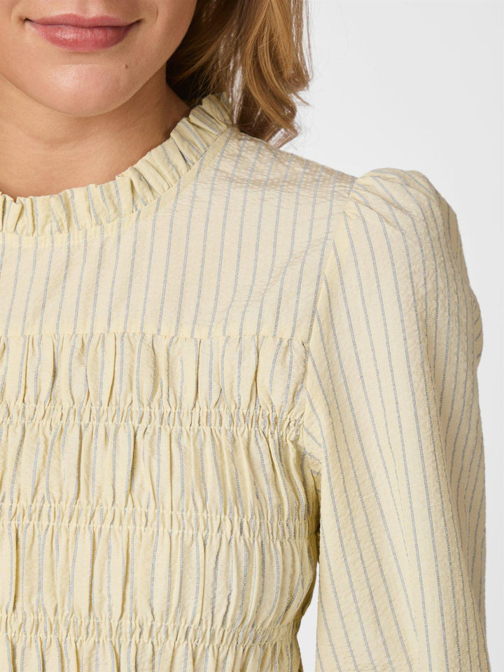 Possa Crepe Stripe Blouse  Light Yellow