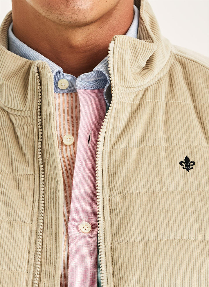 Ted Quilted Cord Vest  Khaki