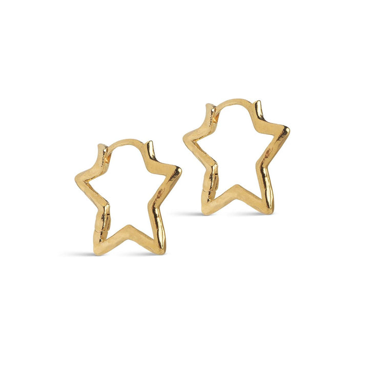 Hoops, Organic Star Medium  Gold Plated