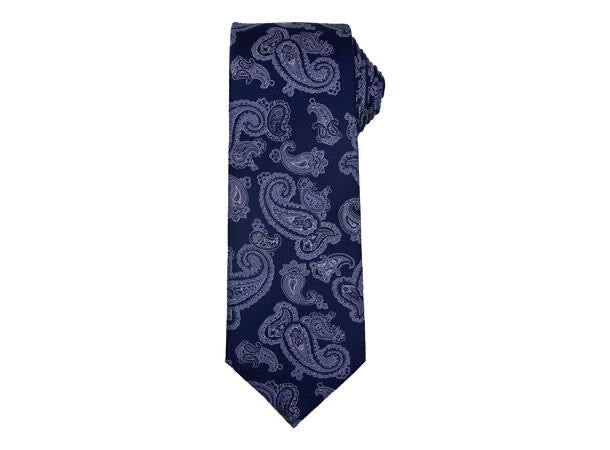 Santi silkeslips+lommetørkle mønstret sett navy  Navy