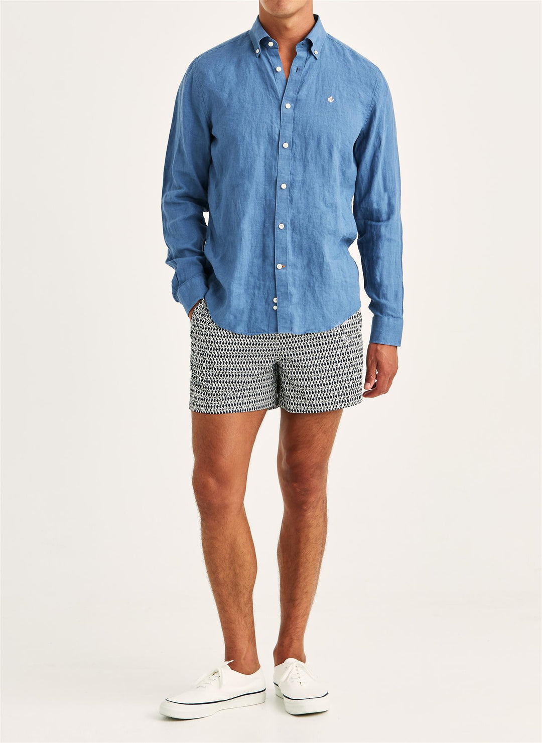 Douglas Linen Shirt-Classic Fit  Blue