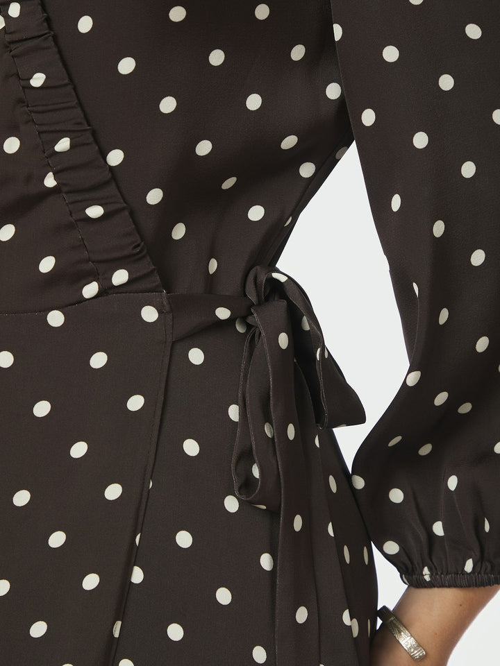 Malinga Dot Dress  Dark Brown