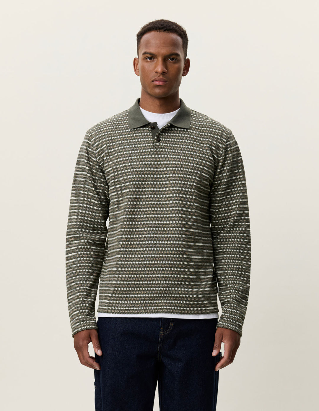 Knitted Stripe Ls Polo Duffel Bag Green