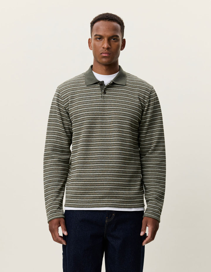 Knitted Stripe Ls Polo Duffel Bag Green